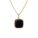 Carré gold plated silver pendant with square black agat